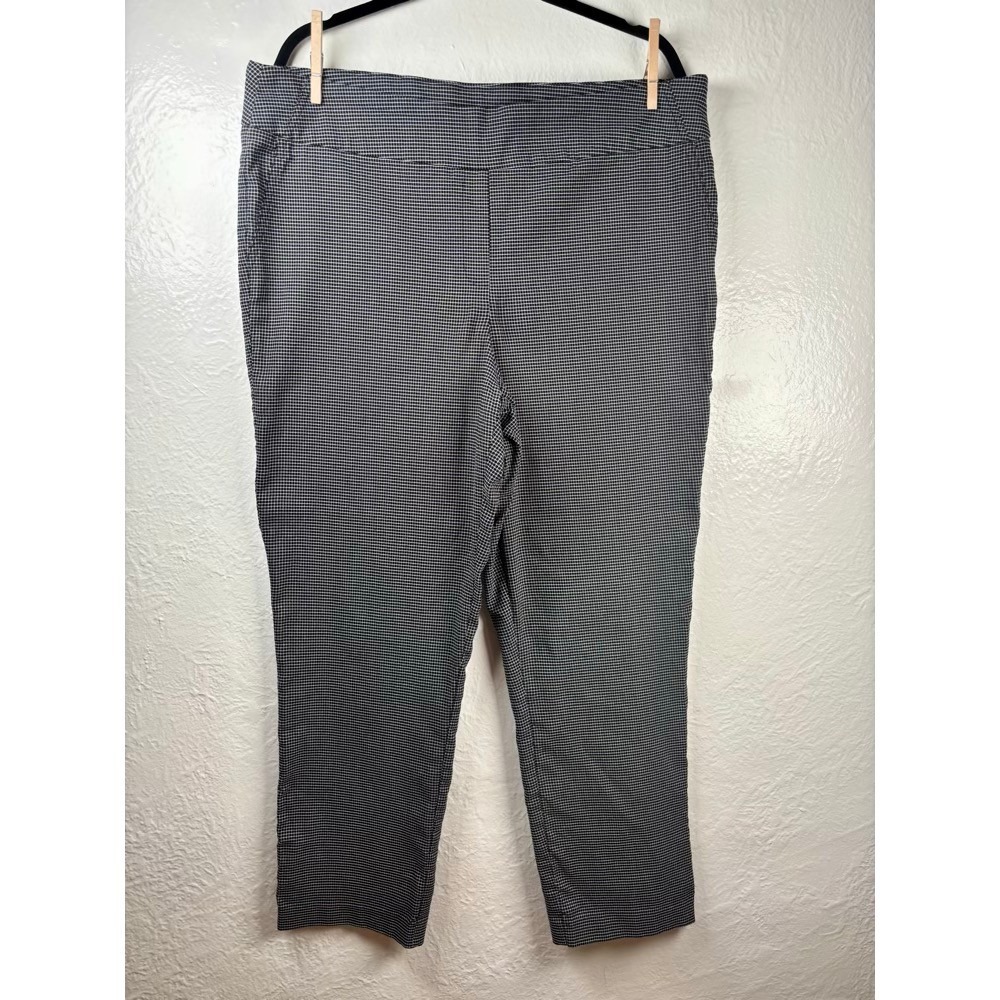 Pull On Pants Black White XXL Micro Houndstooth Stretch Dark Academia Office